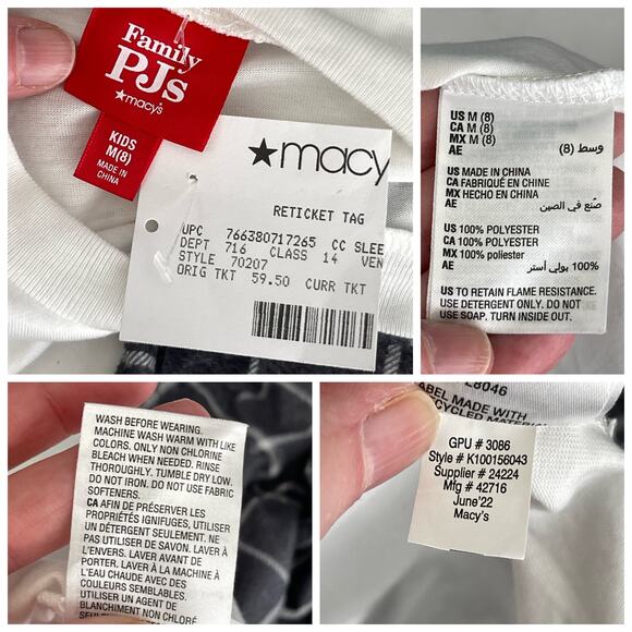 Family PJs Unisex Kids NEW Lil Deer Christmas Pajamas Set Size M/8 Gray, White - Picture 6 of 7